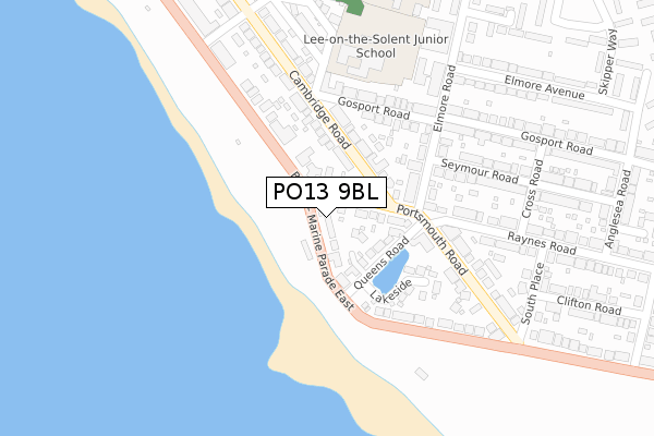 PO13 9BL map - large scale - OS Open Zoomstack (Ordnance Survey)