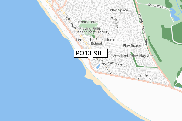 PO13 9BL map - small scale - OS Open Zoomstack (Ordnance Survey)