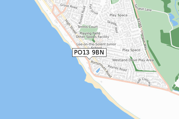 PO13 9BN map - small scale - OS Open Zoomstack (Ordnance Survey)