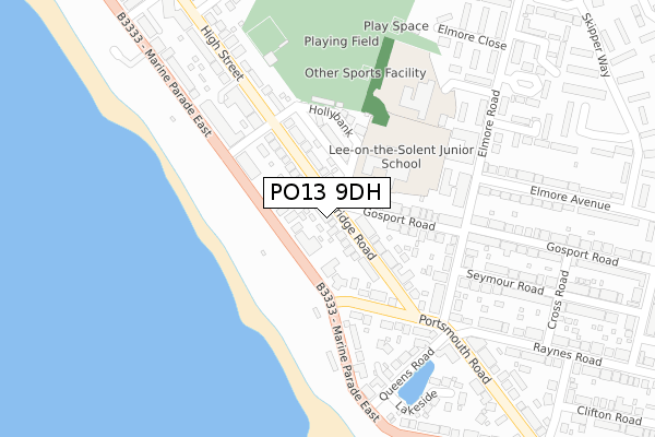 PO13 9DH map - large scale - OS Open Zoomstack (Ordnance Survey)