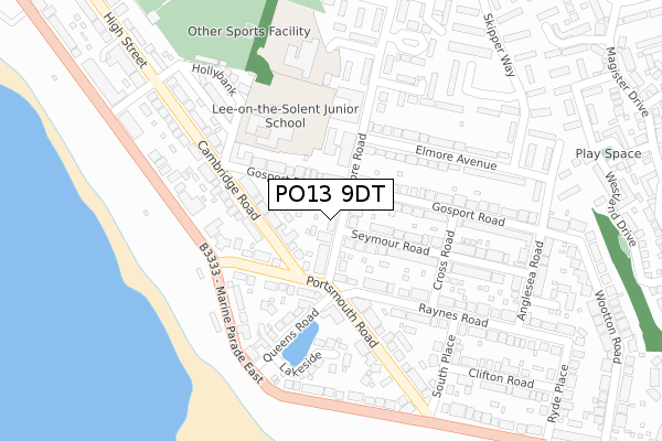 PO13 9DT map - large scale - OS Open Zoomstack (Ordnance Survey)