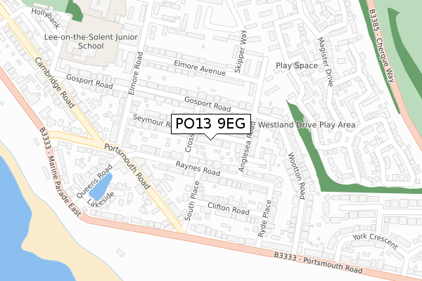 PO13 9EG map - large scale - OS Open Zoomstack (Ordnance Survey)