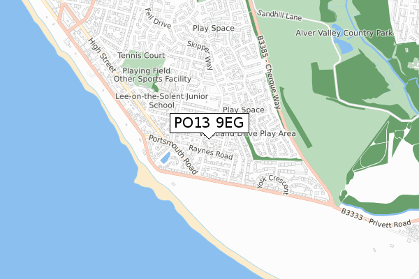 PO13 9EG map - small scale - OS Open Zoomstack (Ordnance Survey)