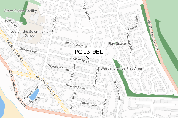 PO13 9EL map - large scale - OS Open Zoomstack (Ordnance Survey)