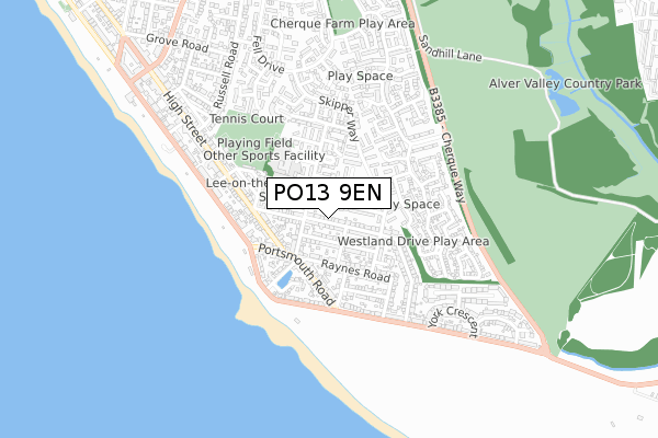 PO13 9EN map - small scale - OS Open Zoomstack (Ordnance Survey)