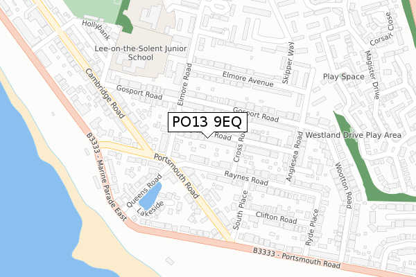 PO13 9EQ map - large scale - OS Open Zoomstack (Ordnance Survey)