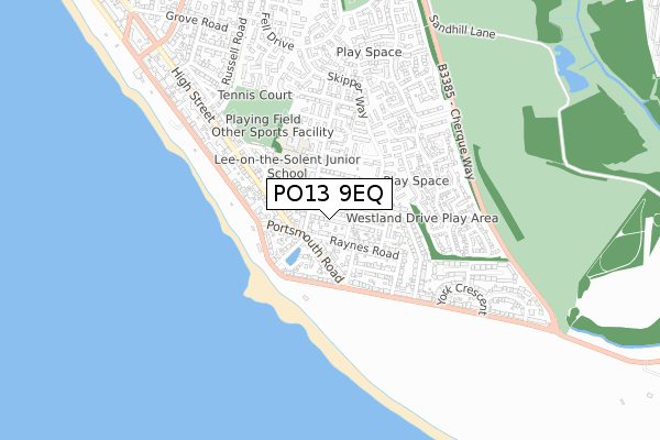 PO13 9EQ map - small scale - OS Open Zoomstack (Ordnance Survey)