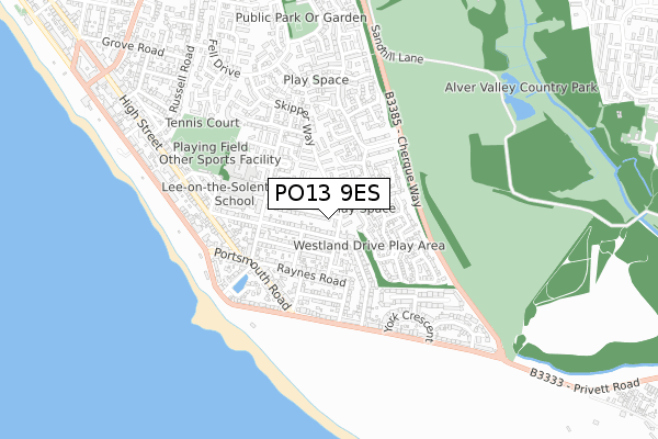 PO13 9ES map - small scale - OS Open Zoomstack (Ordnance Survey)