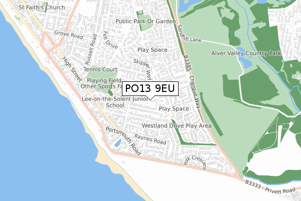 PO13 9EU map - small scale - OS Open Zoomstack (Ordnance Survey)