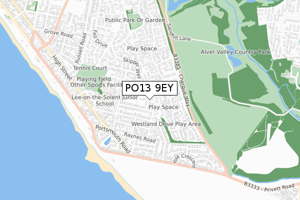 PO13 9EY map - small scale - OS Open Zoomstack (Ordnance Survey)