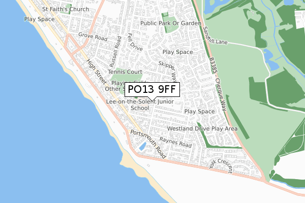 PO13 9FF map - small scale - OS Open Zoomstack (Ordnance Survey)