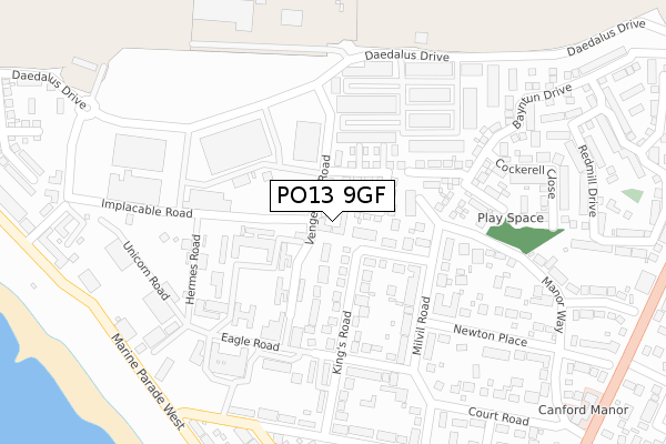 PO13 9GF map - large scale - OS Open Zoomstack (Ordnance Survey)