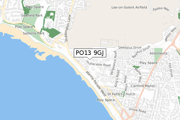 PO13 9GJ map - small scale - OS Open Zoomstack (Ordnance Survey)