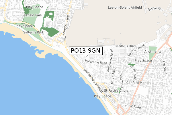 PO13 9GN map - small scale - OS Open Zoomstack (Ordnance Survey)