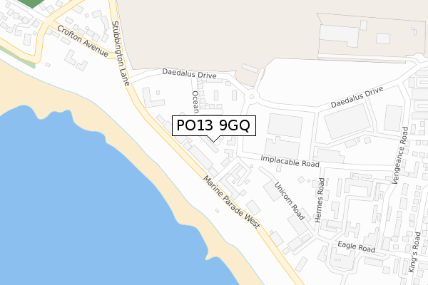 PO13 9GQ map - large scale - OS Open Zoomstack (Ordnance Survey)