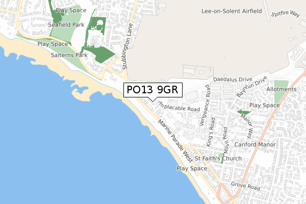 PO13 9GR map - small scale - OS Open Zoomstack (Ordnance Survey)