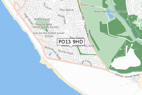 PO13 9HD map - small scale - OS Open Zoomstack (Ordnance Survey)