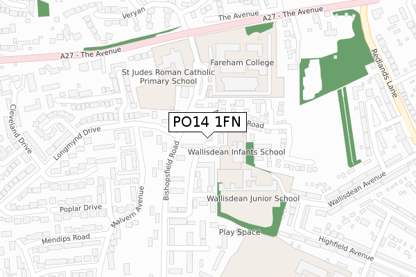 PO14 1FN map - large scale - OS Open Zoomstack (Ordnance Survey)