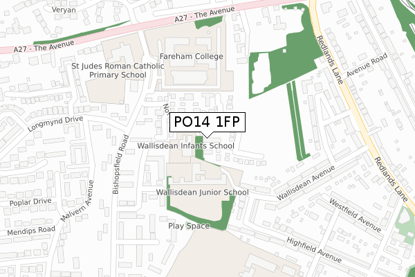 PO14 1FP map - large scale - OS Open Zoomstack (Ordnance Survey)