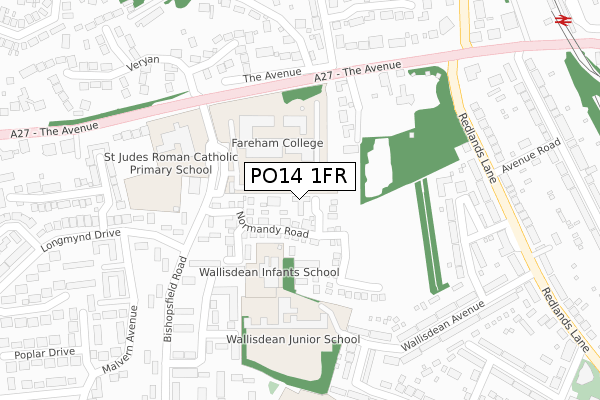 PO14 1FR map - large scale - OS Open Zoomstack (Ordnance Survey)