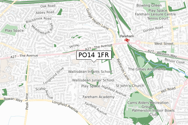 PO14 1FR map - small scale - OS Open Zoomstack (Ordnance Survey)