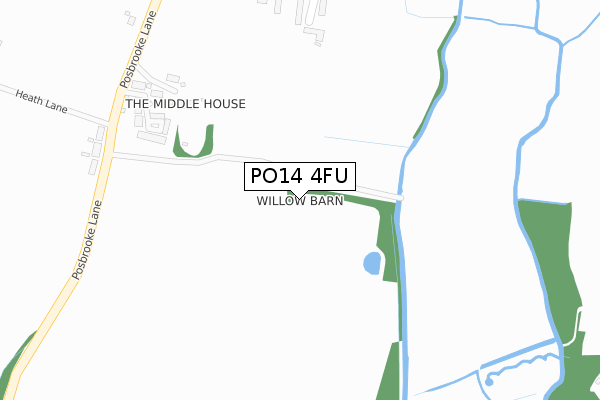 PO14 4FU map - large scale - OS Open Zoomstack (Ordnance Survey)