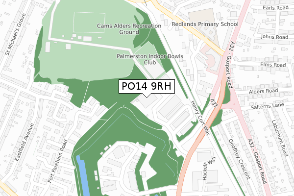 PO14 9RH map - large scale - OS Open Zoomstack (Ordnance Survey)