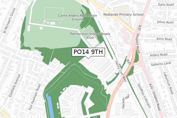 PO14 9TH map - large scale - OS Open Zoomstack (Ordnance Survey)