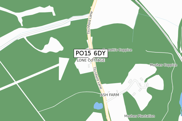 PO15 6DY map - large scale - OS Open Zoomstack (Ordnance Survey)