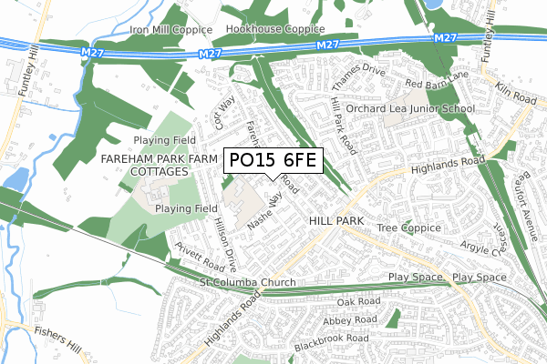 PO15 6FE map - small scale - OS Open Zoomstack (Ordnance Survey)