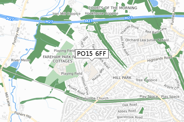 PO15 6FF map - small scale - OS Open Zoomstack (Ordnance Survey)