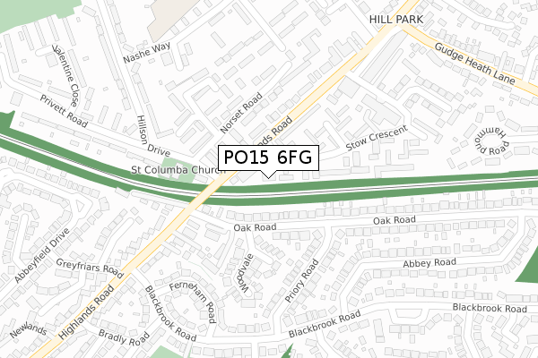 PO15 6FG map - large scale - OS Open Zoomstack (Ordnance Survey)