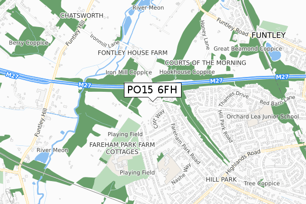 PO15 6FH map - small scale - OS Open Zoomstack (Ordnance Survey)