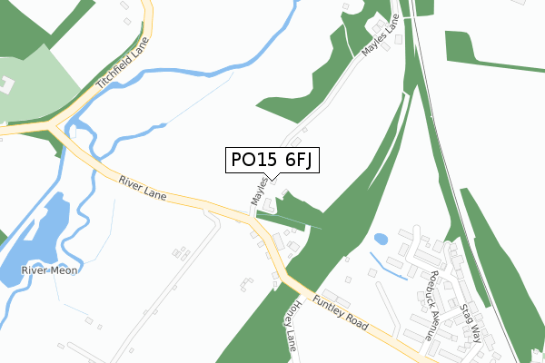 PO15 6FJ map - large scale - OS Open Zoomstack (Ordnance Survey)