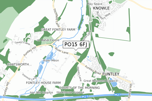 PO15 6FJ map - small scale - OS Open Zoomstack (Ordnance Survey)