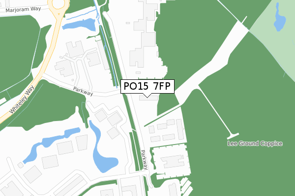 PO15 7FP map - large scale - OS Open Zoomstack (Ordnance Survey)