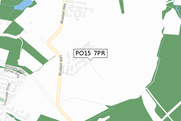 PO15 7PR map - large scale - OS Open Zoomstack (Ordnance Survey)