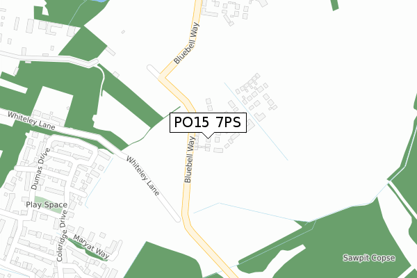 PO15 7PS map - large scale - OS Open Zoomstack (Ordnance Survey)