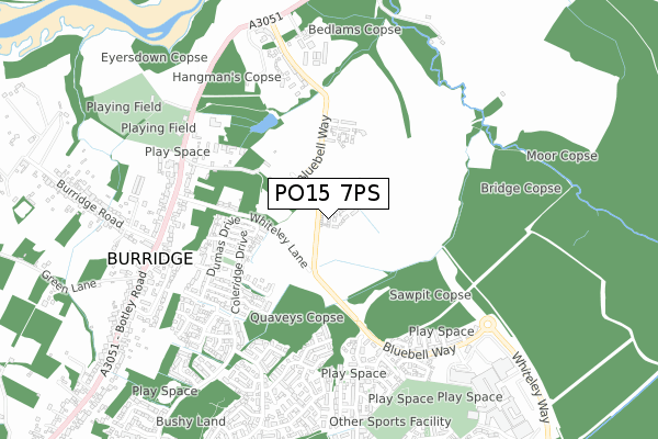 PO15 7PS map - small scale - OS Open Zoomstack (Ordnance Survey)