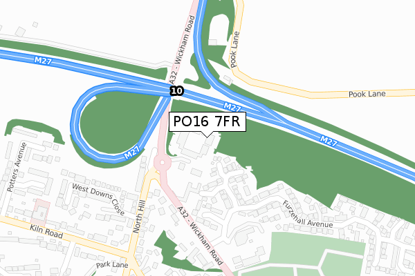 PO16 7FR map - large scale - OS Open Zoomstack (Ordnance Survey)