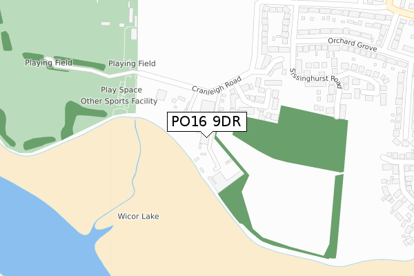 PO16 9DR map - large scale - OS Open Zoomstack (Ordnance Survey)