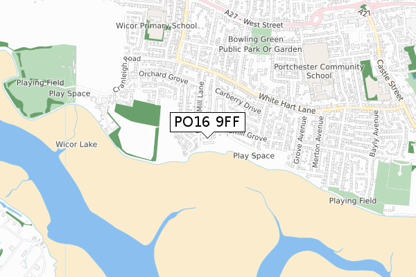 PO16 9FF map - small scale - OS Open Zoomstack (Ordnance Survey)