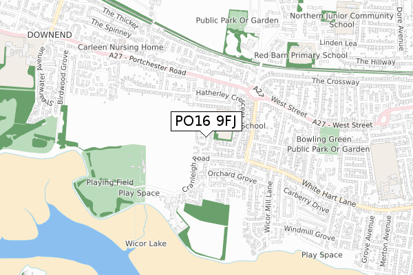 PO16 9FJ map - small scale - OS Open Zoomstack (Ordnance Survey)