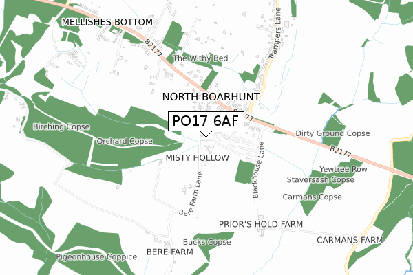 PO17 6AF map - small scale - OS Open Zoomstack (Ordnance Survey)