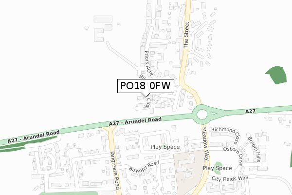 PO18 0FW map - large scale - OS Open Zoomstack (Ordnance Survey)