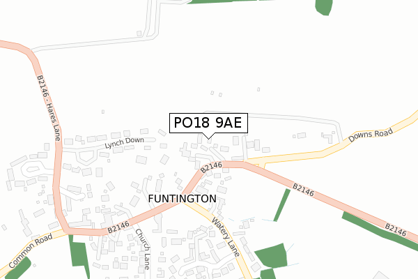 PO18 9AE map - large scale - OS Open Zoomstack (Ordnance Survey)