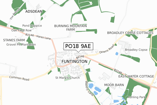 PO18 9AE map - small scale - OS Open Zoomstack (Ordnance Survey)