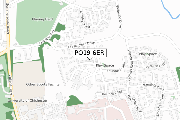 PO19 6ER map - large scale - OS Open Zoomstack (Ordnance Survey)