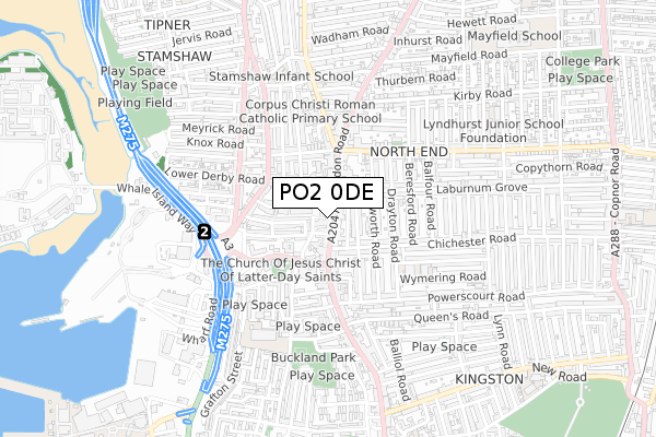 PO2 0DE map - small scale - OS Open Zoomstack (Ordnance Survey)