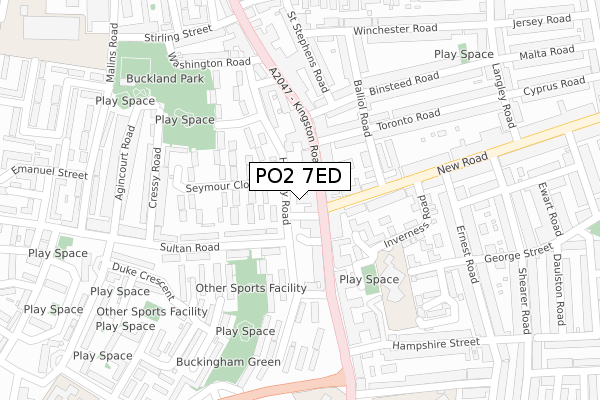 PO2 7ED map - large scale - OS Open Zoomstack (Ordnance Survey)